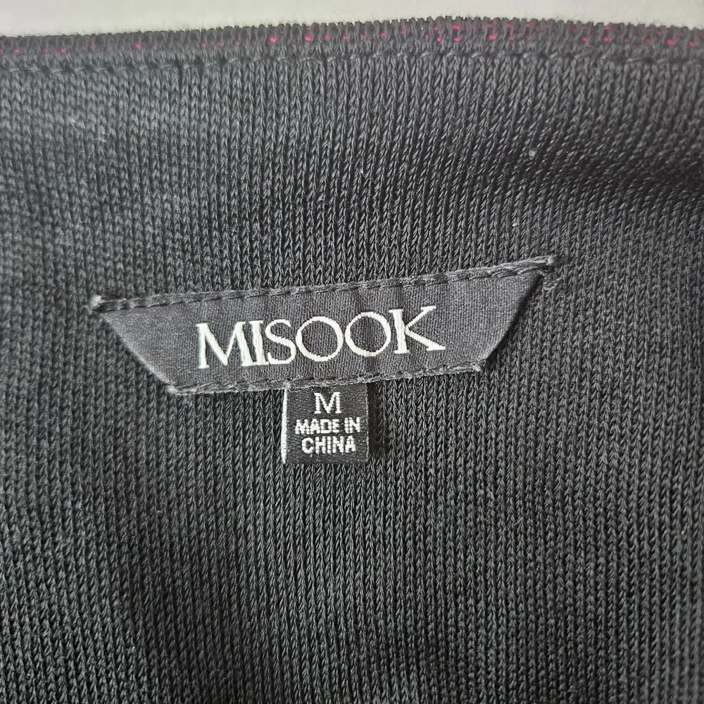 Misook Cardigan‎ Womens M Acrylic Knit Sweater Floral Lace Black Fushsia Office